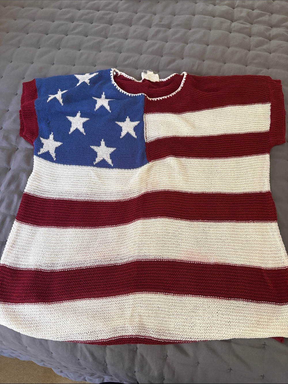 BiBi American Flag Knit Sweater Top in Red, White & Blue
